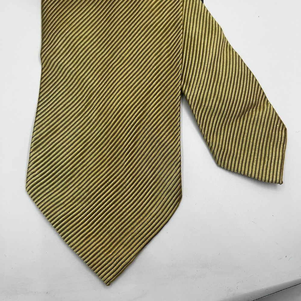 Ralph‎ Lauren Purple Label Gold Olive Green Silk Cotton Tie England Wide 3.75"